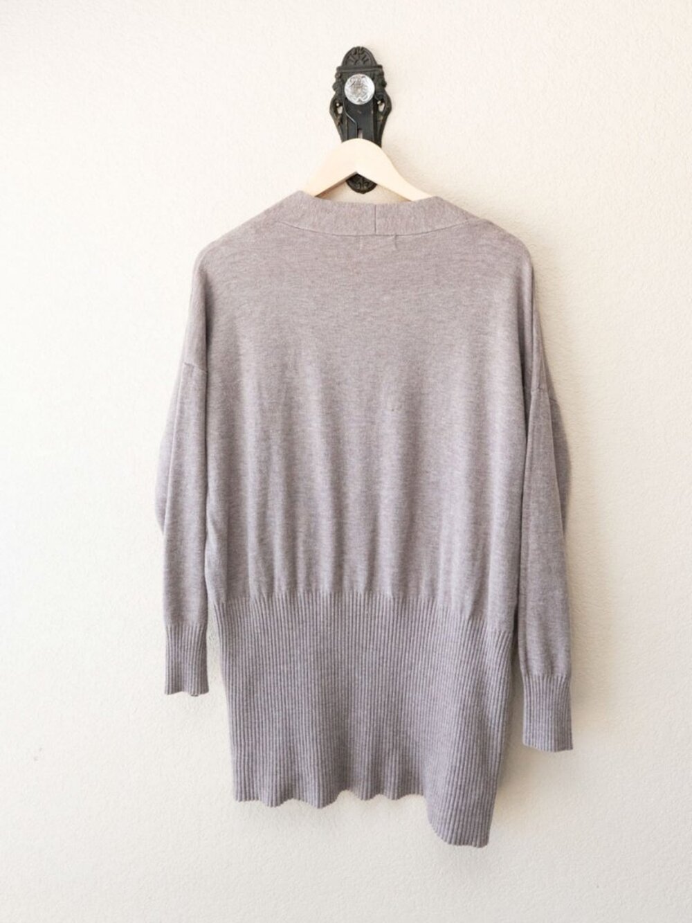 Altar'd State Cardigan M/L Taupe Beige Open Front Long Soft Knit Pockets - Picture 10 of 14